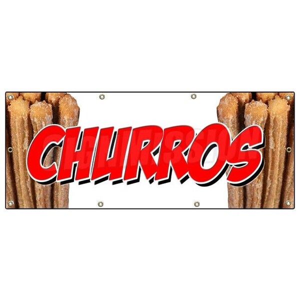 Churros Banner Heavy Duty 13 Oz Vinyl with Grommets Single Sided
